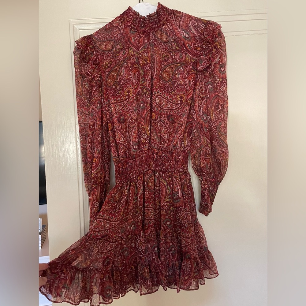 MISA dark red printed dress